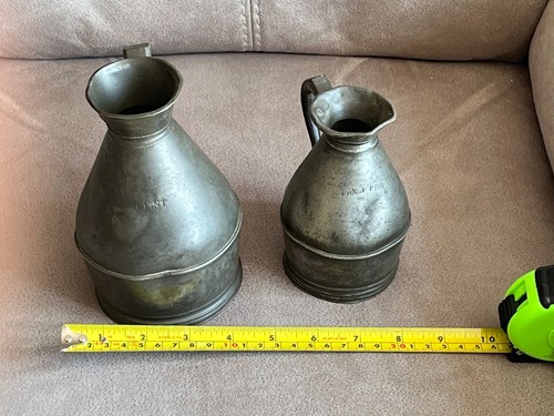Two pewter jugs pint - pewter,