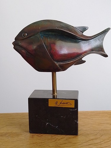Superb abstract bronze fish - abstract,