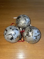 Silver Coloured Glass Christmas Baubles Metal Top Good Quality Xmas Decorations
