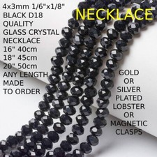 16"18"20 4x3mm BLACK D18 GLASS CRYSTAL NECKLACE