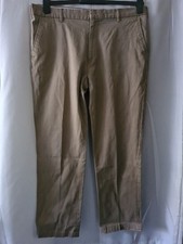 WOW~JEFF BANKS 24/7~Flat Front Chino Trousers~Dark Beige~Slim Fit~W 36" & L 32" 