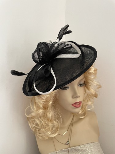 Fascinator black white wedding - white,