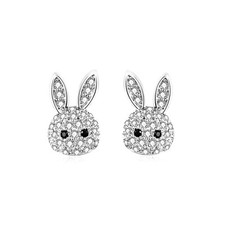 Sterling Silver Bunny Rabbit CZ Pave Stud Post Earrings Jewellery
