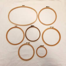 7x Wooden Embroidery Hoops