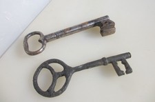 Large Victorian Iron Keys Doors Old Lock Antique Vintage Key x2 6"L