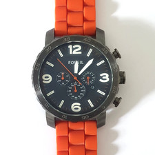 Fossil Men's Oversized JR1428 Nate Chronograph Orange Silicone Watch Unboxed