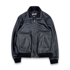 Vintage 90s 2000s Schott Leather Bomber Flight Jacket Black - Large