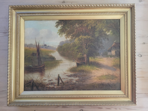 Clark antique oil on - antique,,