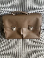 Prada Leather Saffiano Briefcase Vintage Brown Business Work Bag
