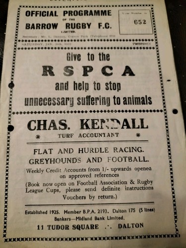 Vintage rugby league - league, programme