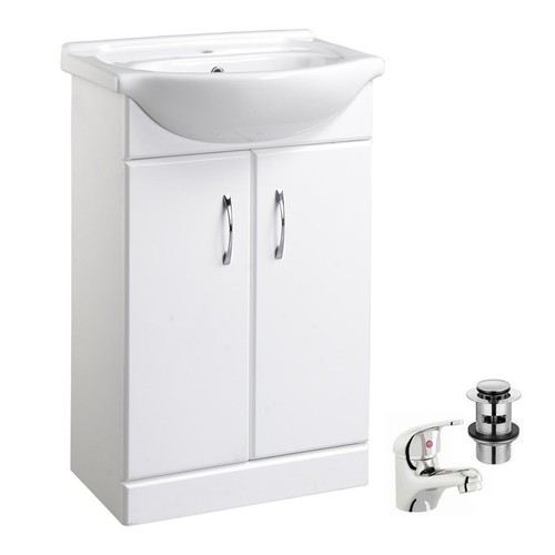 White 550mm two door bathroom - door,