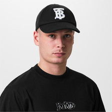Burberry Black Men's Embroidered Logo Monogram Cotton Twill Baseball Cap unisex 
