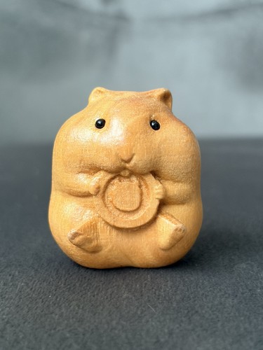 Hand carved cute hamster - carved,