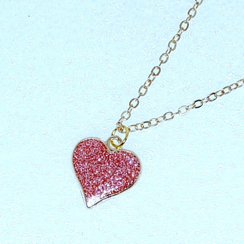 Pink glitter heart - glitter, plated