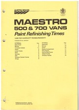 AUSTIN MAESTRO 500 & 700 VAN 1984 DEALER PAINT RE-FINISHING TIMES PUBLICATION
