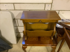 Solid Oak paper rack, all solid heavy Oak, no veneer with storage drawer