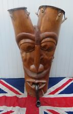 HAND CARVED WOODEN WEST AFRICAN TALKING DRUM MUSICAL REGGAE ARTIST INSTRUMENT