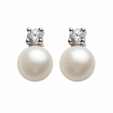 Pearl faux diamond stud - &,