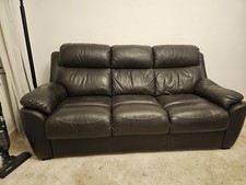 Black leather 3 seater couch. 