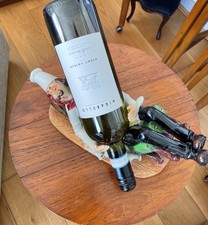 Vintage Drunken French Chef Resin Wine Bottle Holder with pet dog-VGC