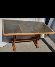 Stunning Rare Mid 20th Century Oak Rust Slate Coffee Table