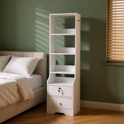 Slim tall end drawer - tall, wood