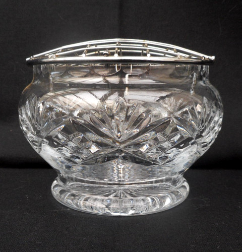 Cut crystal rose bowl - &, chrome