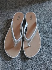 White Sparkly Wedge Flipflops