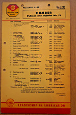 Humber Pullman & Imperial Mk IV Mk4 - Shell classic car lubrication chart