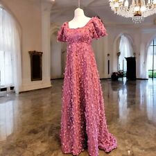 Regency Bridgerton Jane Austen Dress gold petals 1800s costume empire waist