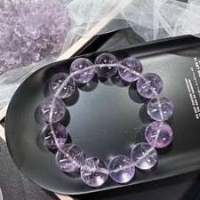 Purple Azeztulite Satyaloka Clear Quartz 12mm Crystal Beaded Bracelet