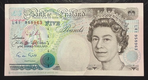 Old five pound note - £5,