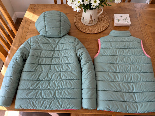 Joules girls reversible puffer - girls,