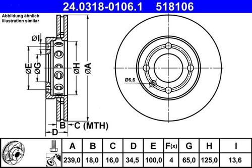 Brake disc ate 0318 0106 - brake,
