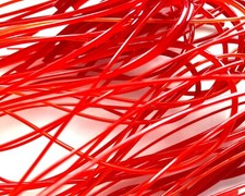 50g Red vitrigraph stringers, Bullseye Glass 90coe, for glass fusing