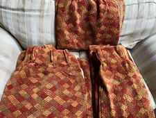 CUSTOM MADE VERY VERY HEAVY DIAMOND WEAVE TAPESTRY DRAPES - SET OF 3 PANELS 