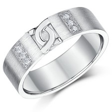 6mm Palladium Engagement Ring Matt Finish 'D' Link Design Wedding Ring Band