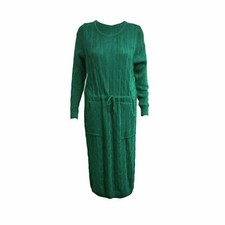 Women's Cable Knitted Jumper Ladies Long Sleeve Tie up Maxi Midi Dress.