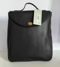 Radley Carpenter Yard Black Leather Medium Flapover Backpack RRP £239 & Dust Bag