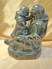 Boma Canada Composite Resin Inuit Mother & Child Sculpture By Thomas McPhee. VGC