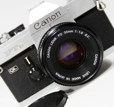 CANON FTb QL 35mm SLR Film Camera FD 50mm f1.8 S.C. Lens WORKING New Seals VGC