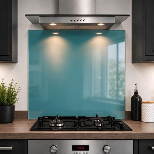 Teal glass splashback 6mm - glass,