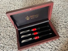 Top quality REGAL since 1979 wooden boxed set of 3 pens fountain pen blue black