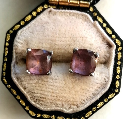 Sterling silver amethyst stud - silver,