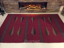 Ethnic DARK RED Blue Handmade