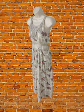OASIS BEIGE DRESS SIZE UK 8 COTTON WOMENS SLEEVELESS MAXI BUTTERFLY LACE CINCHED