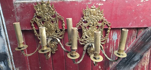 Pair georgian brass - ornate, 3