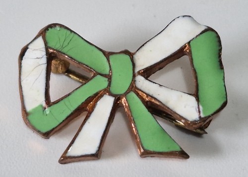 Vintage brass enamel ribbon - vintage,
