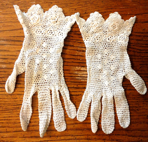 Vintage lace gloves ecru - vintage,