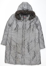 Centigrade Womens Grey 2XL Hooded Puffer Coat with Faux Fur Trim
